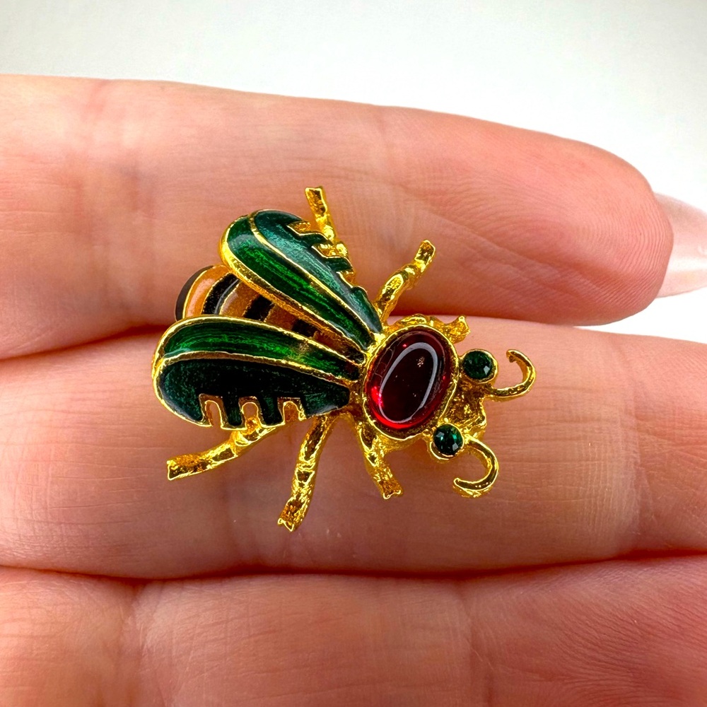 Joan Rivers Enameled Jeweled Gold Toned BEE PIN Brooch